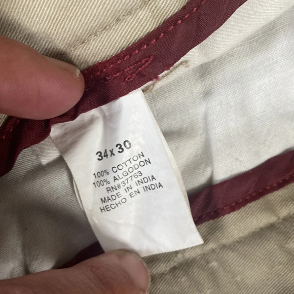 Perry Ellis Cottons Men's Khaki Chino Tan Trouser Pants Sz 34 x 30 - Picture 4 of 6